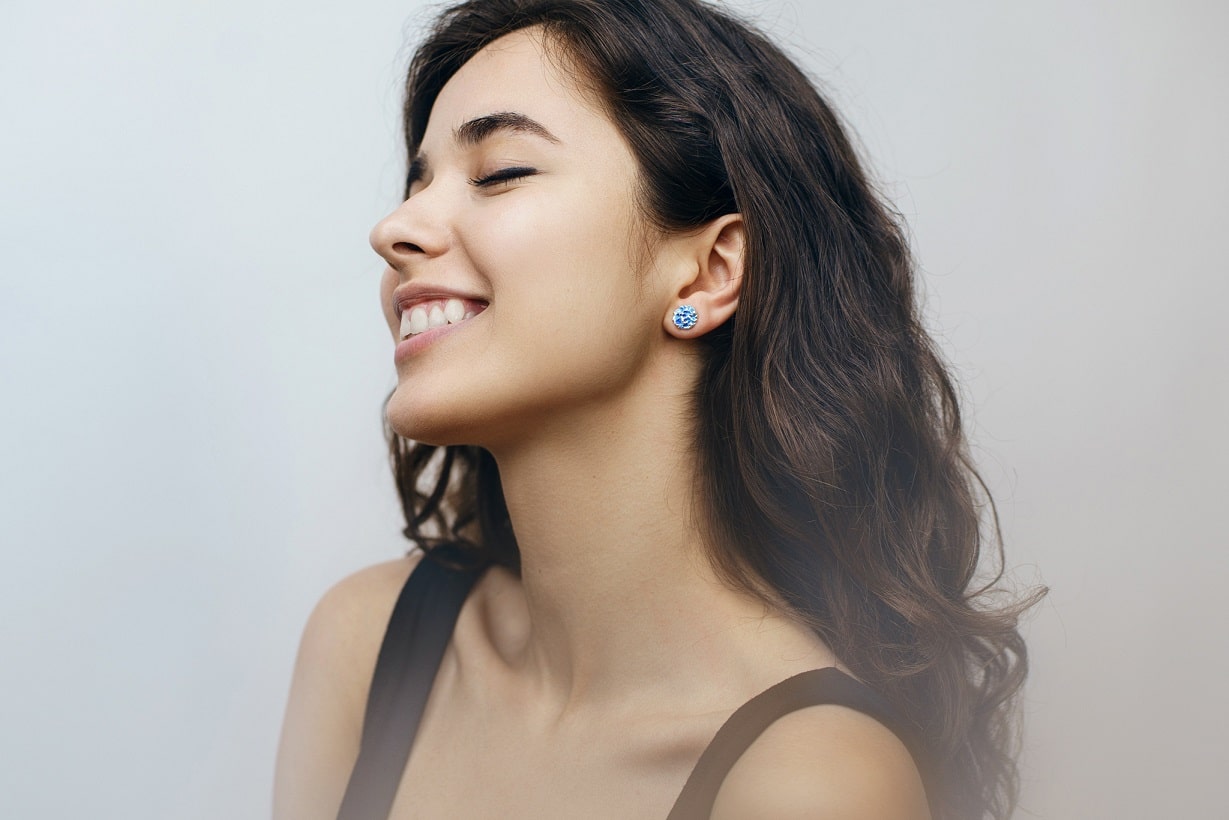 Stud earrings "Water ripple" blue
