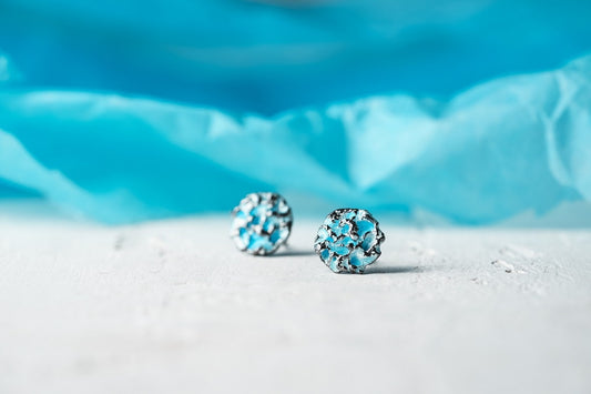 Stud earrings "Water ripple" light blue