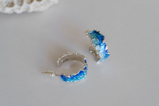 Congo earrings "Wave" (6 mm/15 mm) blue