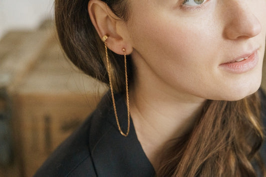 Cuff "Connection" (earring-stud "Ball" (3 mm) for the second ear in the set)