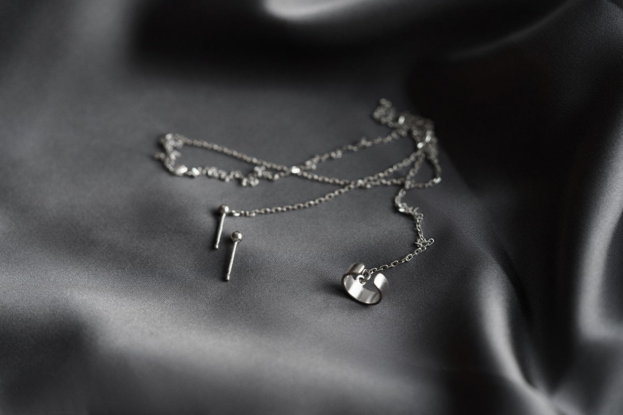 Cuff "Connection" (earring-stud "Ball" (3 mm) for the second ear in the set)