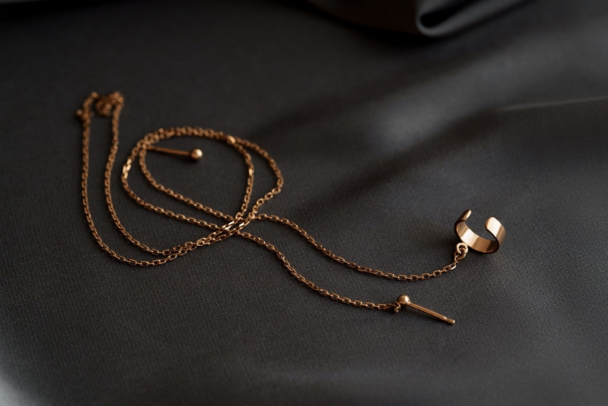 Cuff "Connection" (earring-stud "Ball" (3 mm) for the second ear in the set)