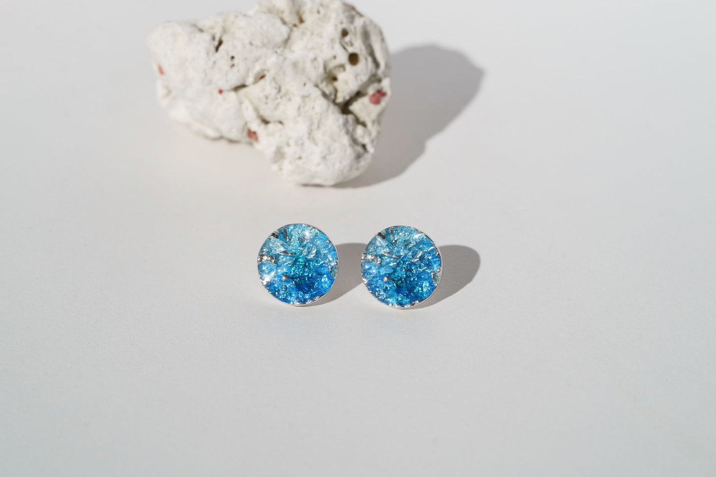 Disc earrings "Wave" (10 mm) blue