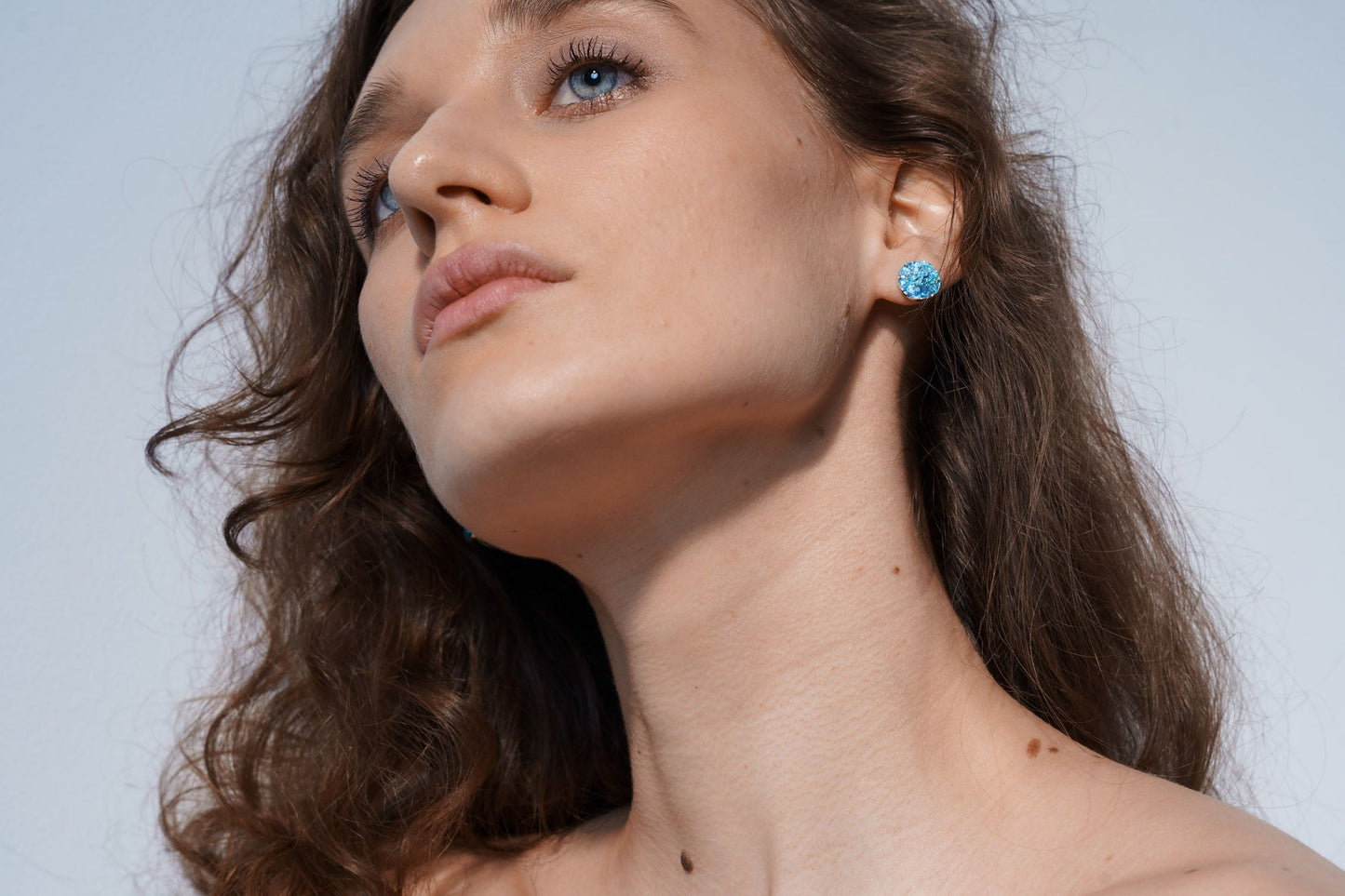 Disc earrings "Wave" (10 mm) blue