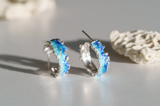 Congo earrings "Wave" (6 mm/20 mm) blue