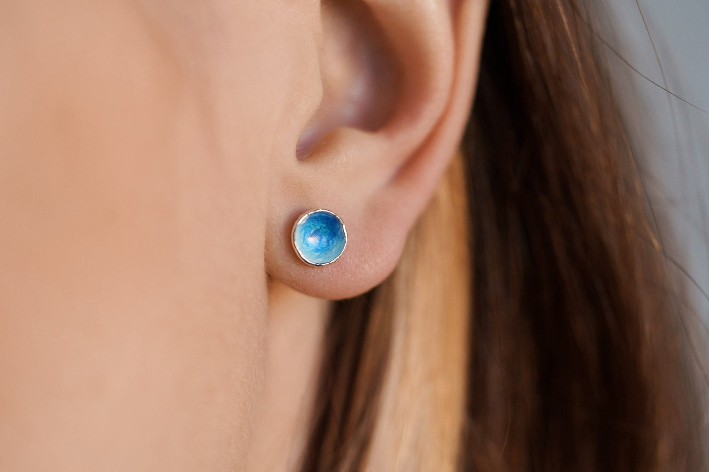 Earrings "Sea" (7,5 mm) blue