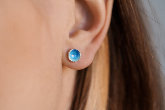 Earrings "Sea" (7,5 mm) blue