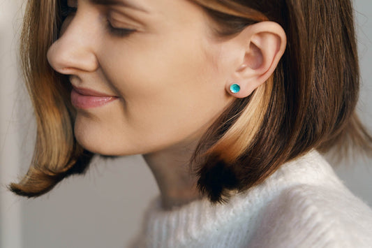 Earrings "Sea" (7,5 mm) emerald