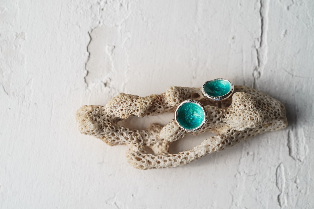 Earrings "Sea" (9 mm) emerald