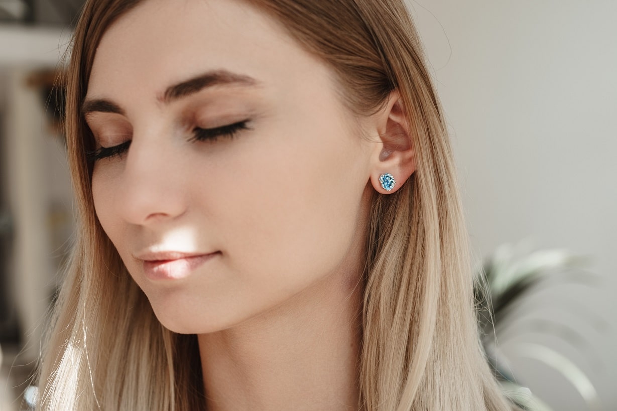 Earrings "Storm" blue mini
