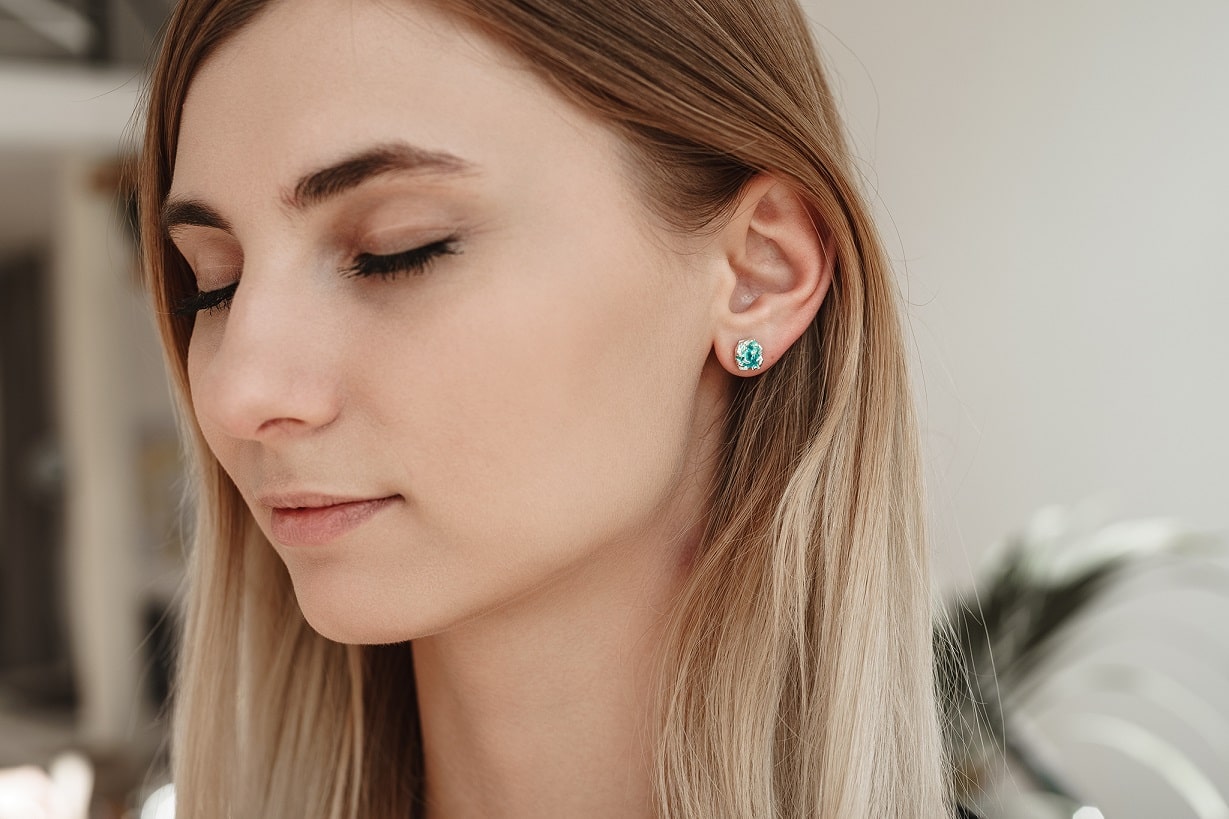 Earrings "Storm" mini emerald