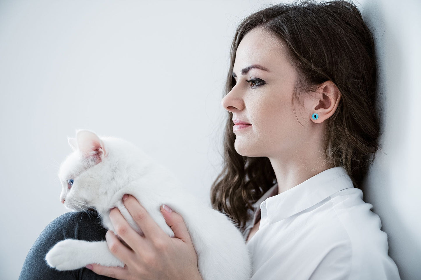 Stud Earrings "Cat’s Eyes" with enamel