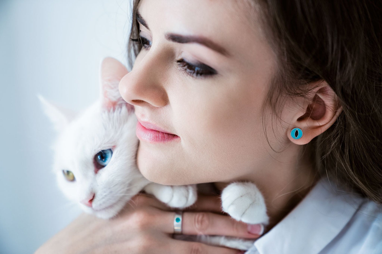 Stud Earrings "Cat’s Eyes" with enamel