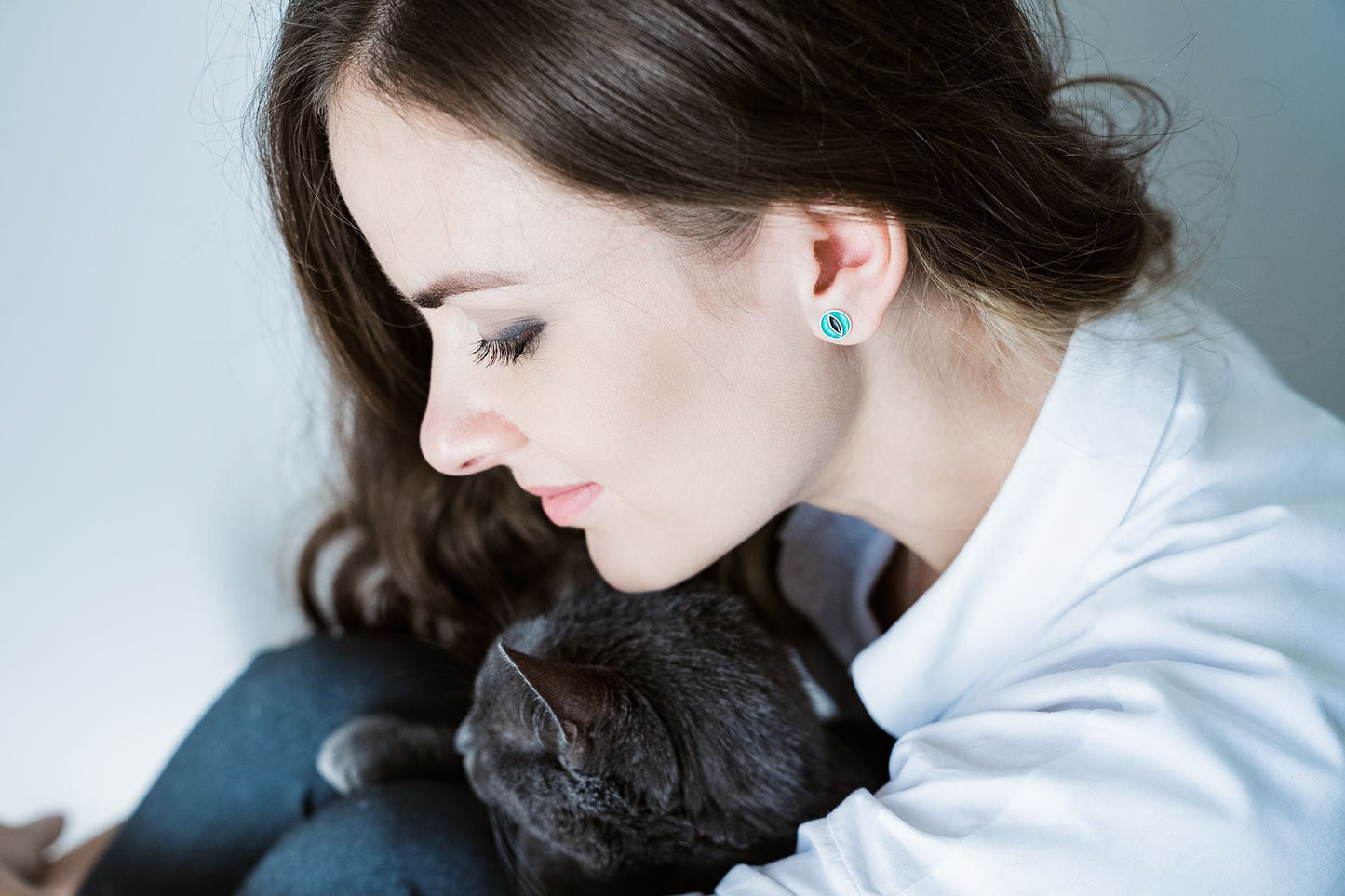 Stud Earrings "Cat’s Eyes" with enamel