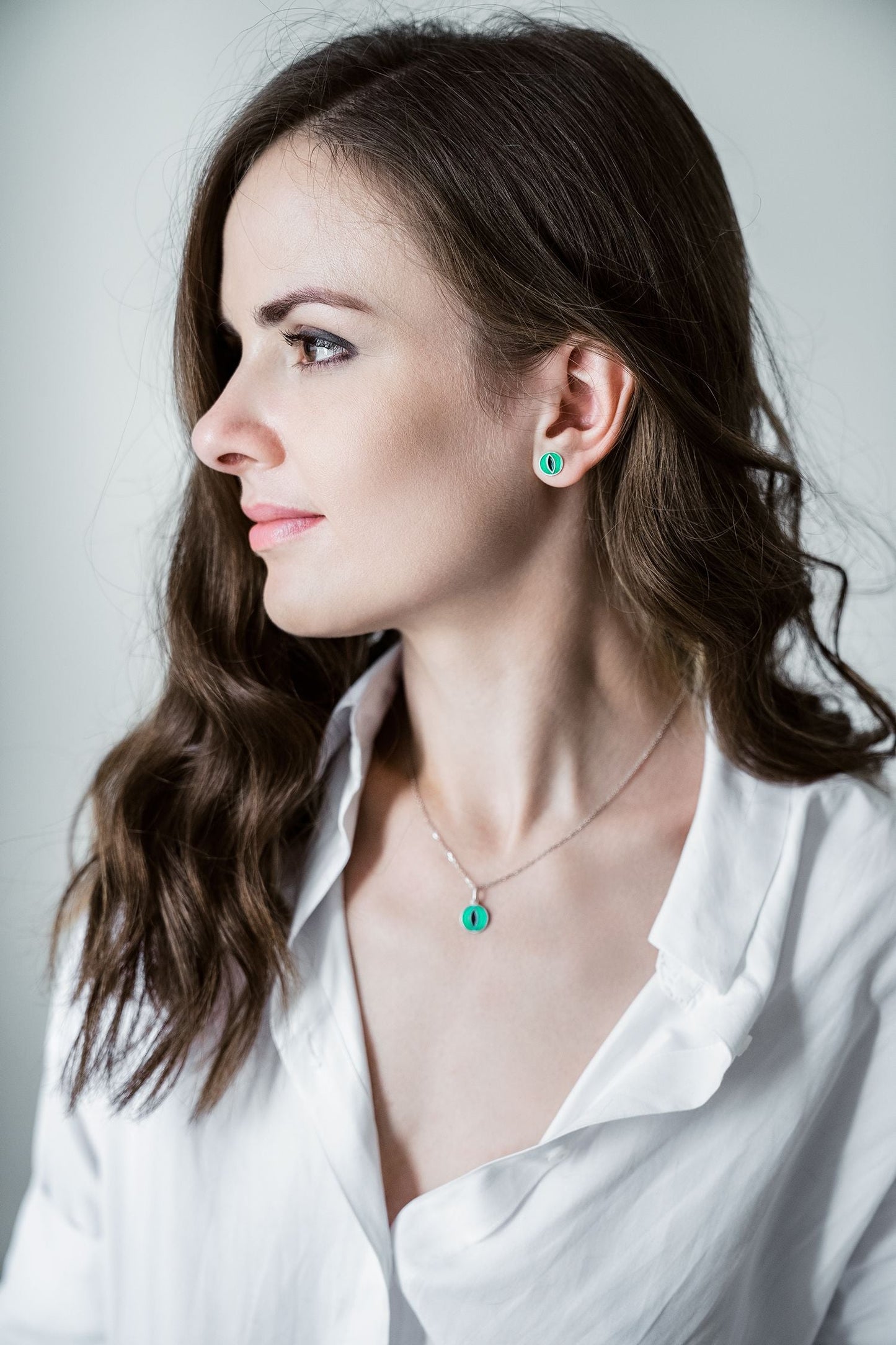 Stud Earrings "Cat’s Eyes" with enamel