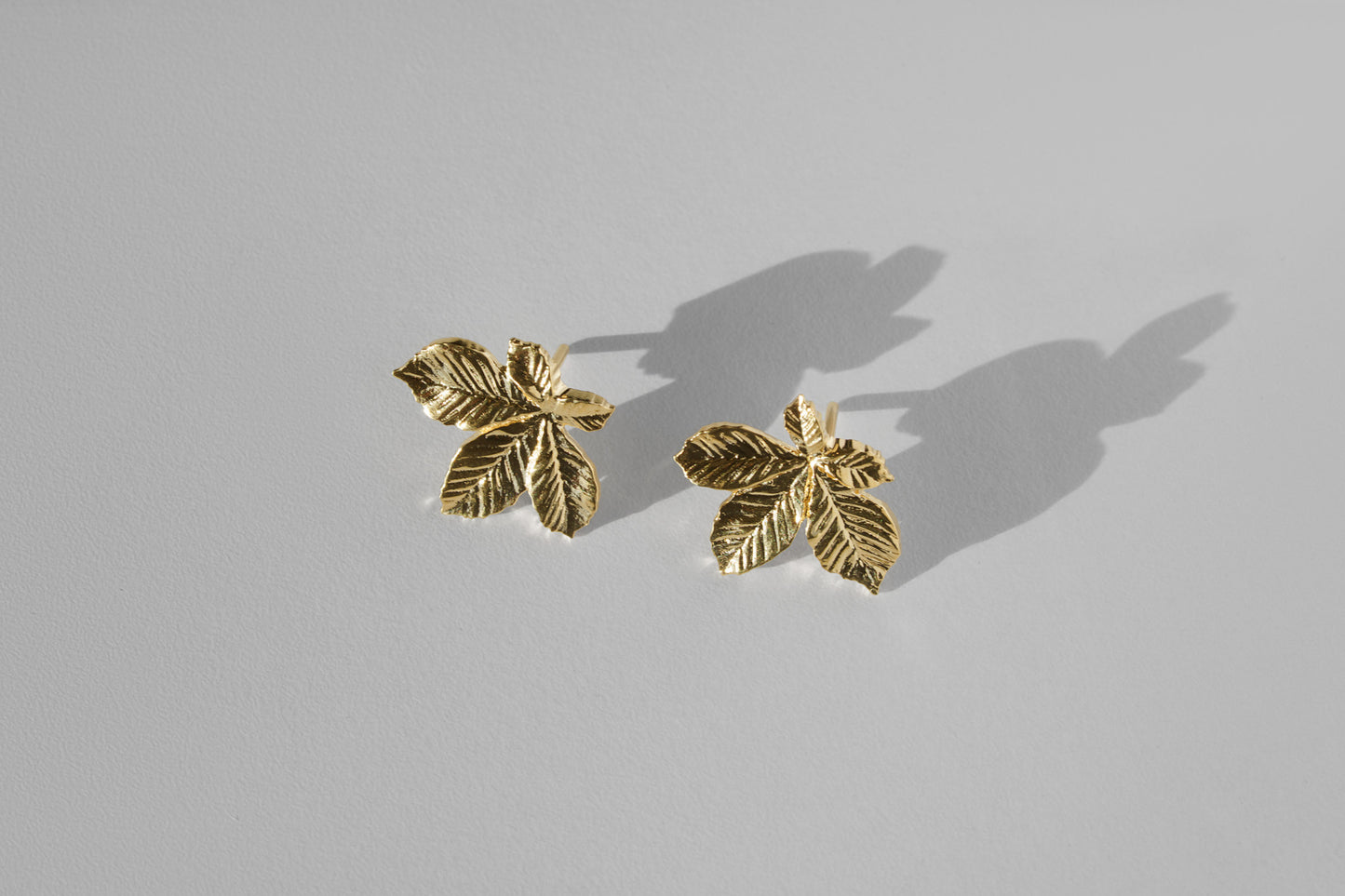 Earrings “Chestnut Leaf” (20 mm) light with gilding