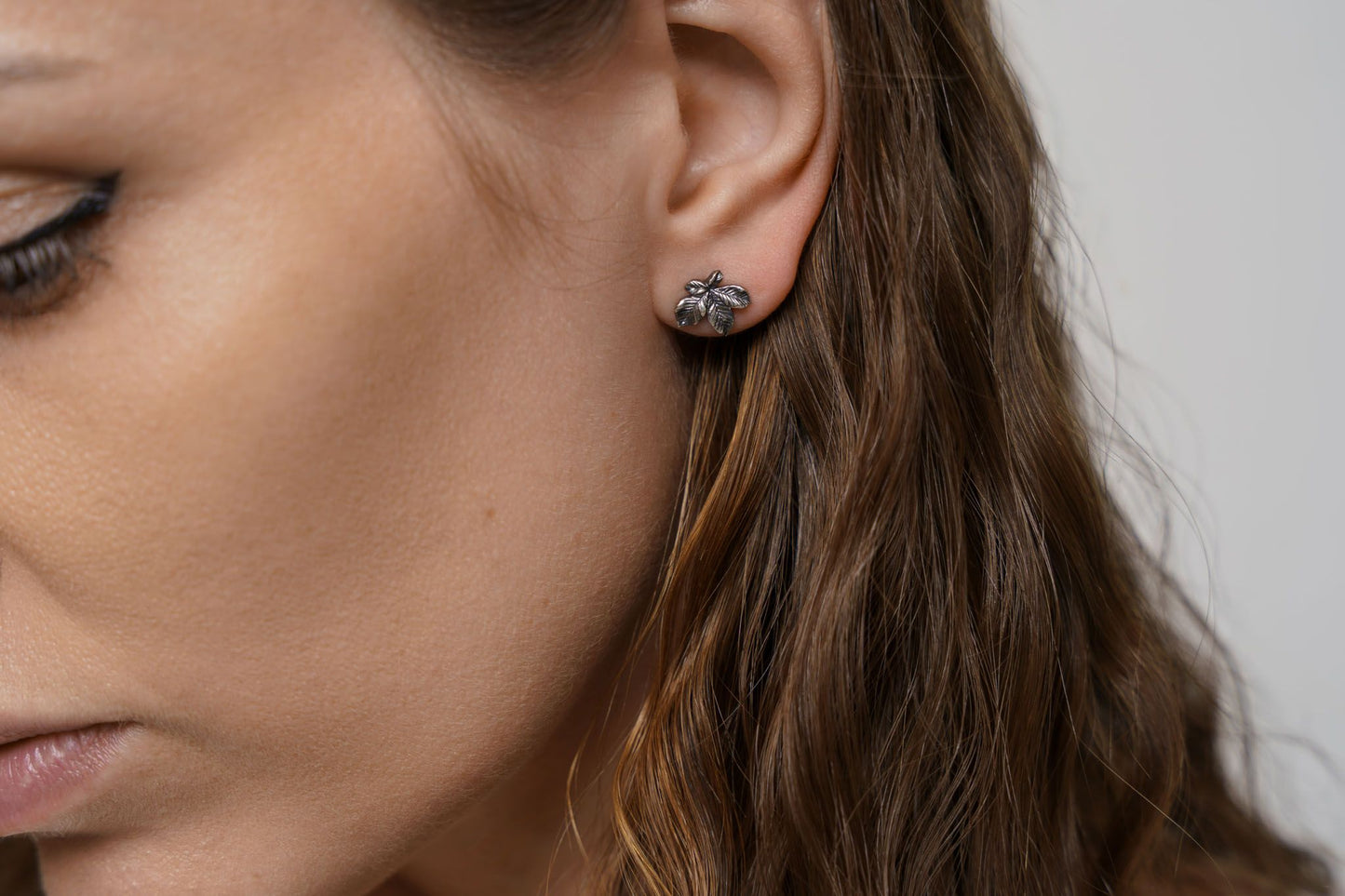 Earrings “Chestnut Leaf” (10 mm) blackened