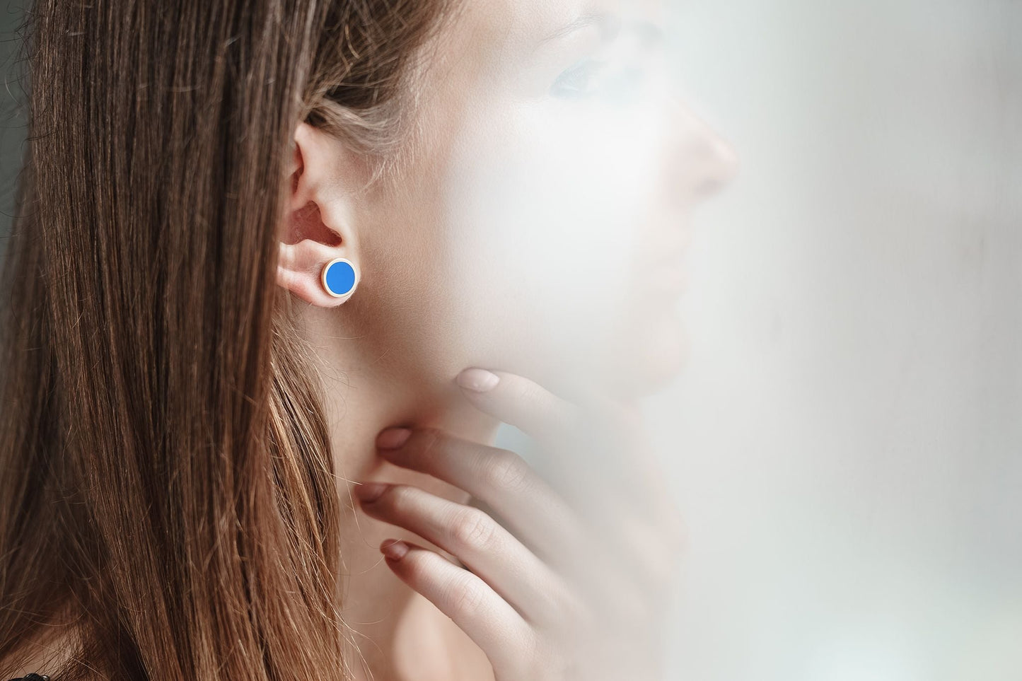 Stud earrings "Circle" (12 mm) with enamel