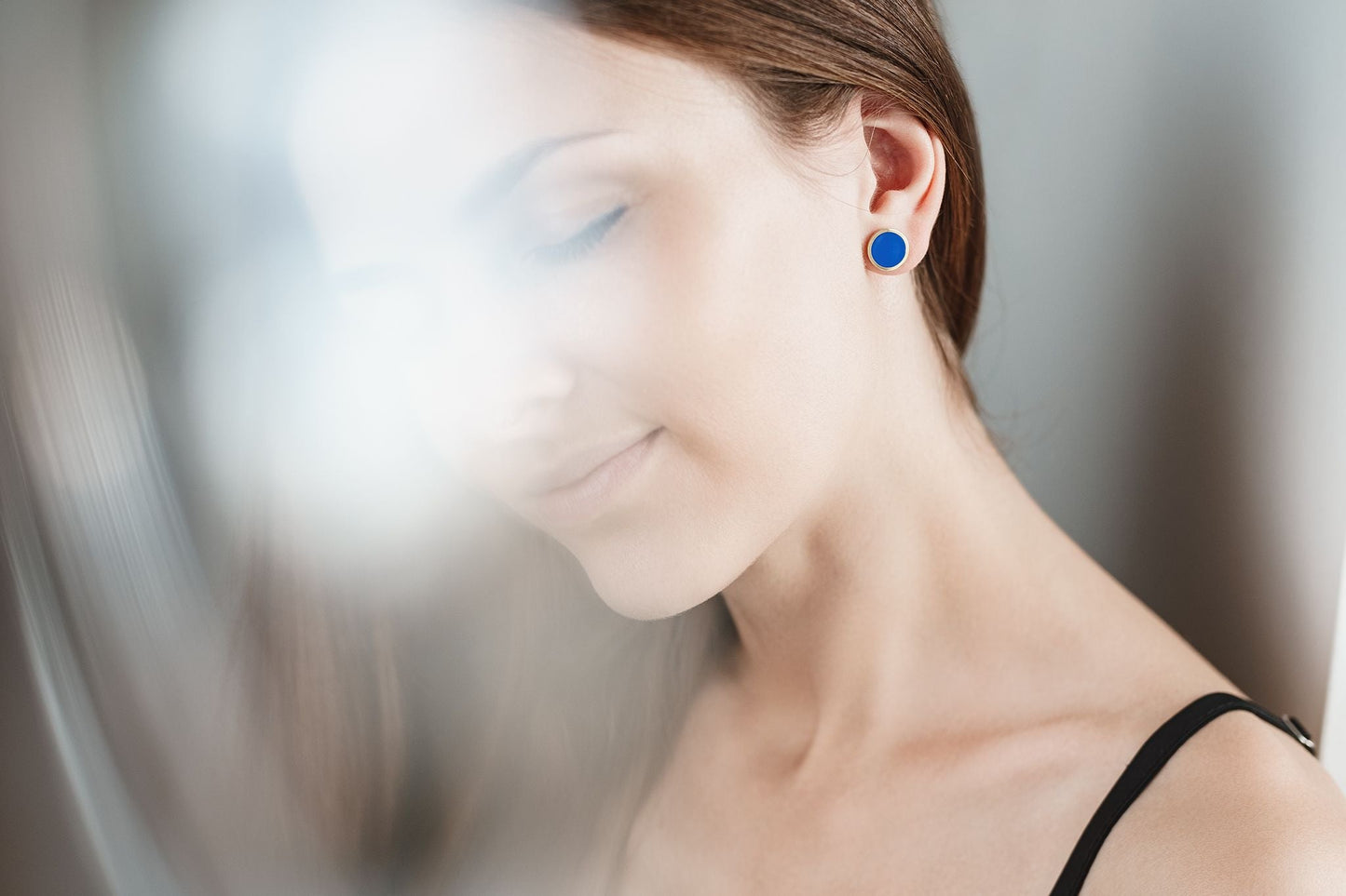 Stud earrings "Circle" (12 mm) with enamel