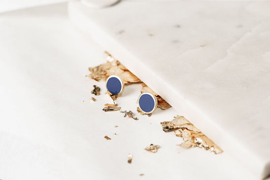 Stud earrings "Circle" (12 mm) with enamel (different colors to choose from)