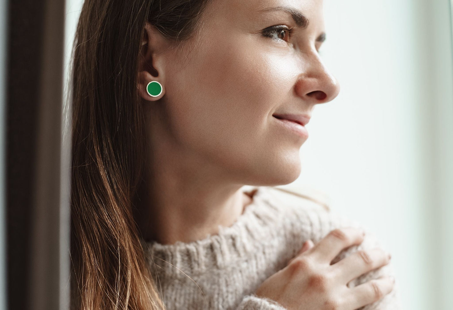 Stud earrings "Circle" (12 mm) with enamel