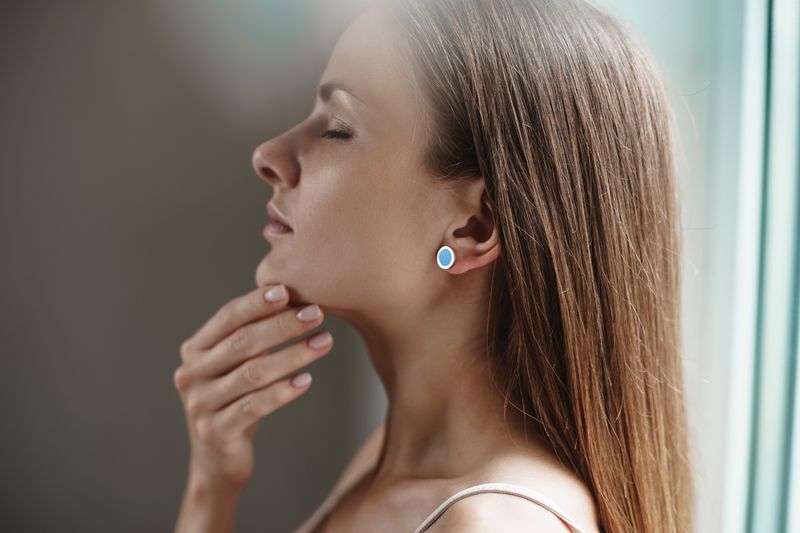 Stud earrings "Circle" (12 mm) with enamel