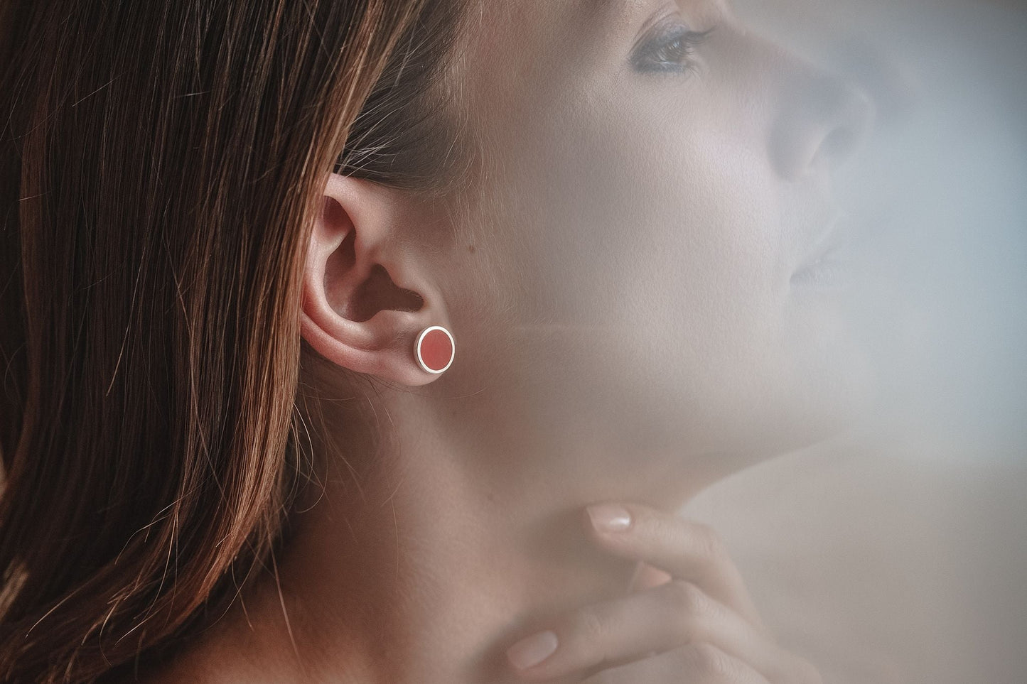 Stud earrings "Circle" (12 mm) with enamel