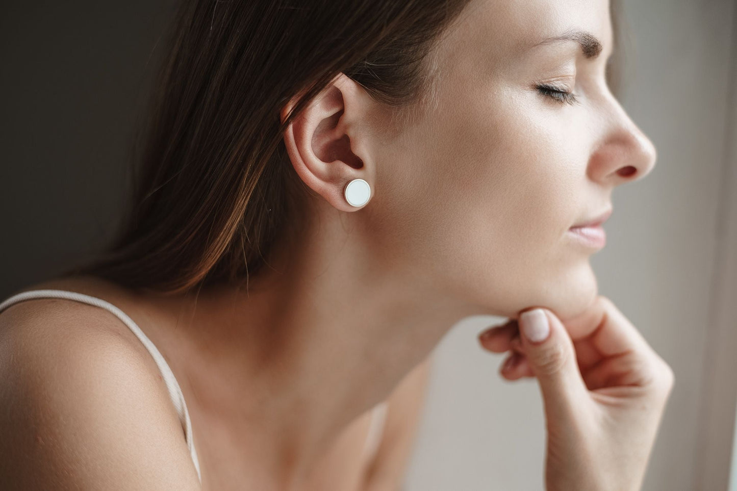 Stud earrings "Circle" (12 mm) with enamel