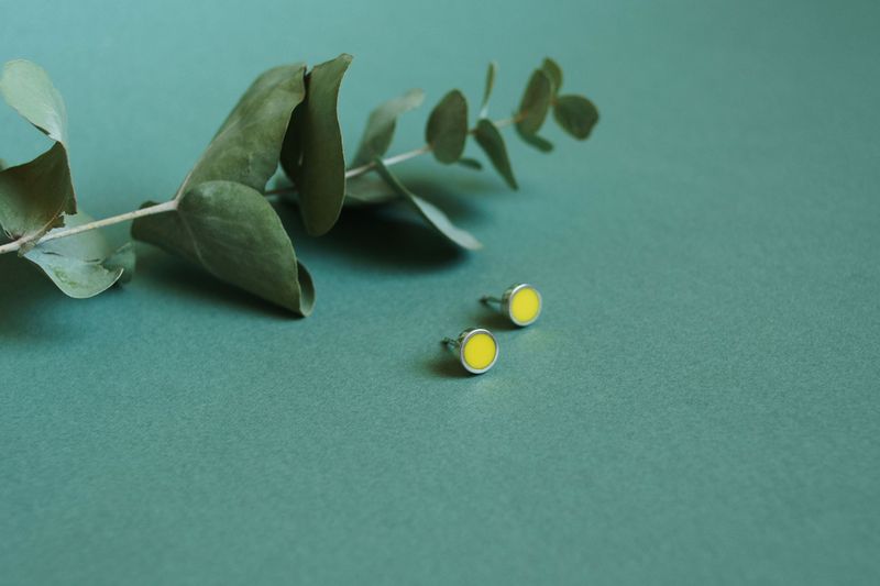 Stud earrings "Circle" (8 mm) with enamel (different colors to choose from)