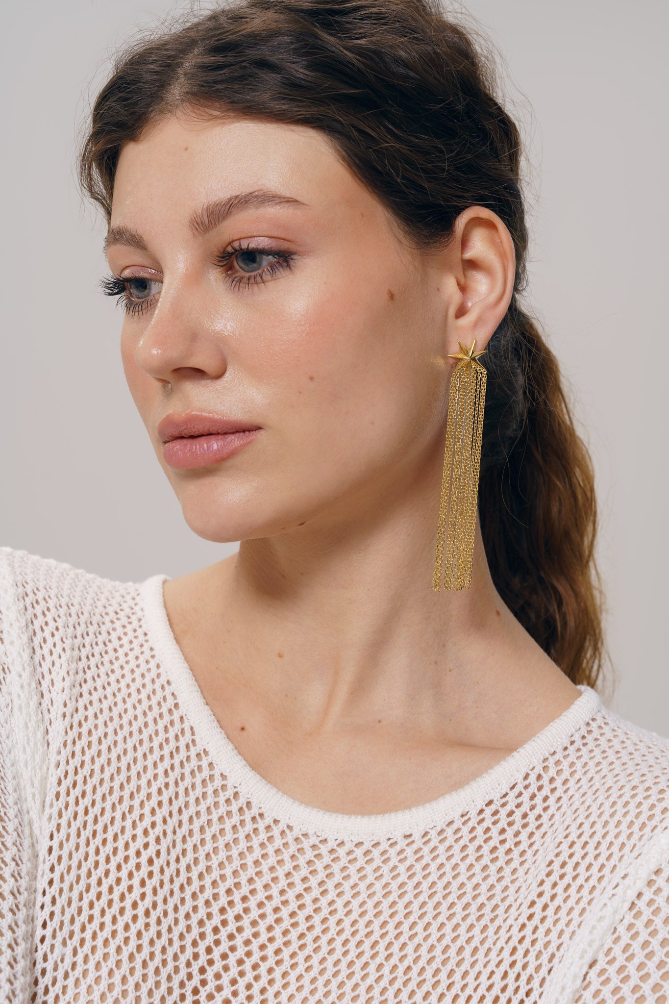 Earrings "Comet" ("tail" of a comet 80 mm)