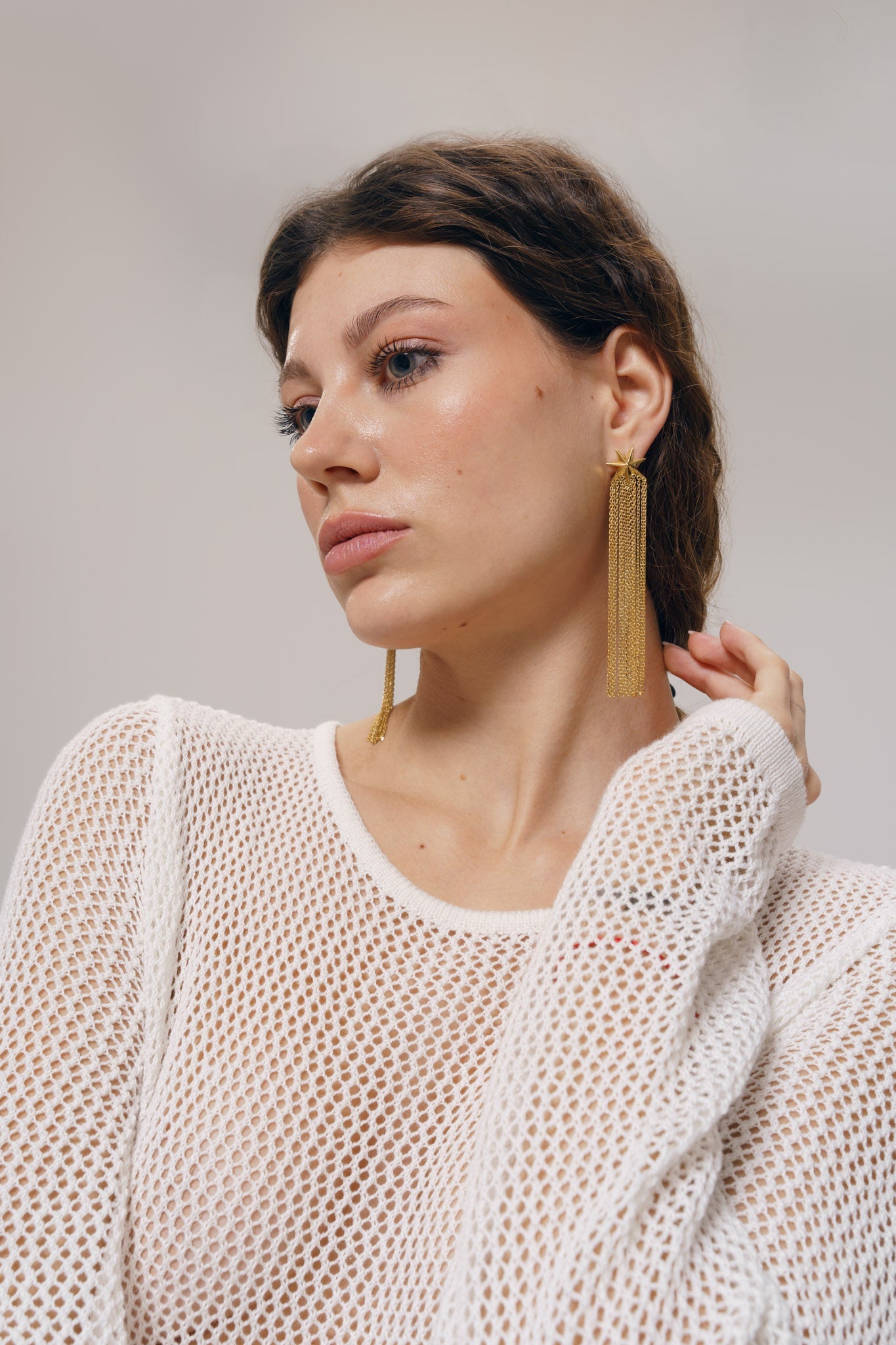Earrings "Comet" ("tail" of a comet 80 mm)