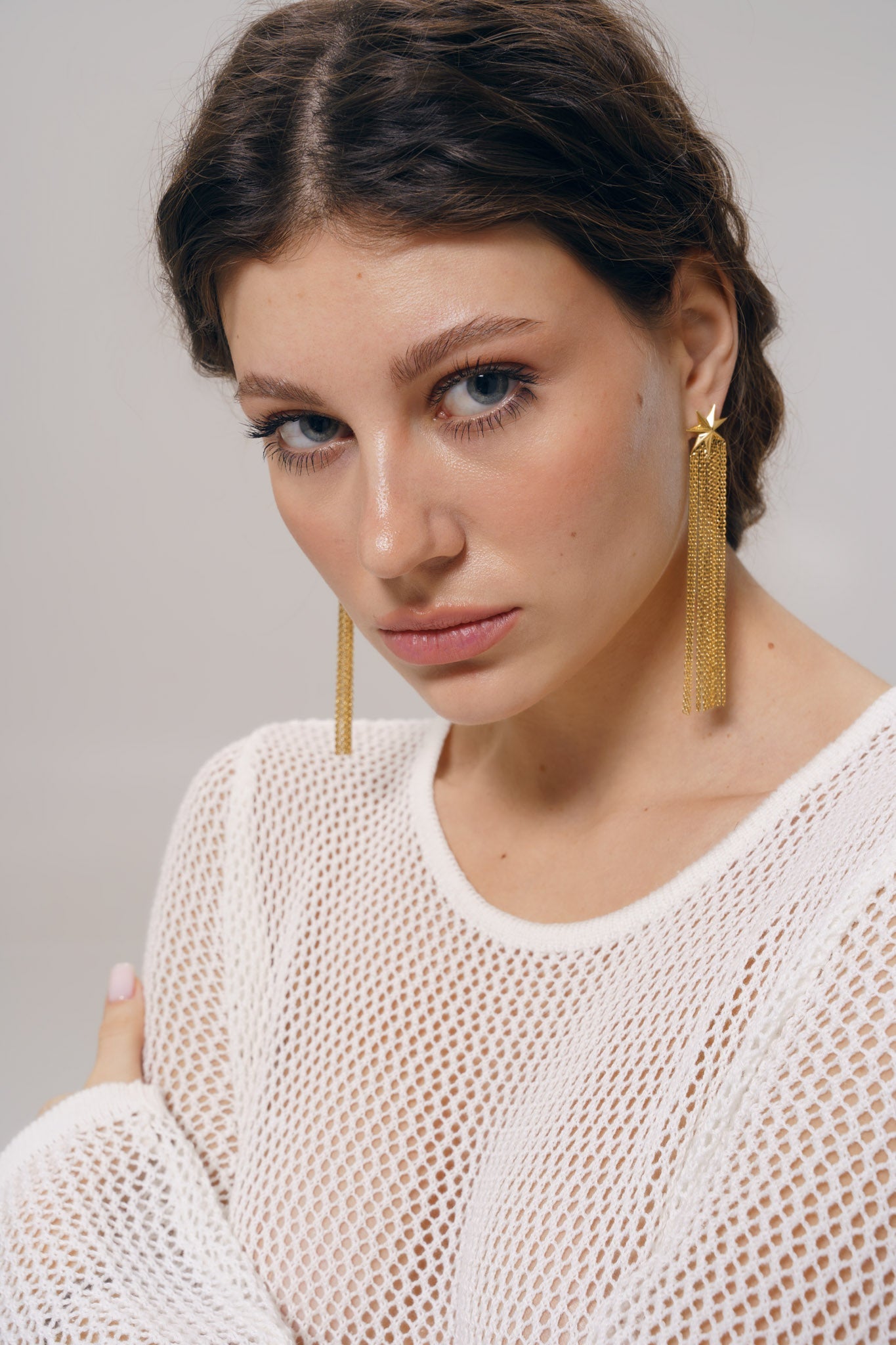 Earrings "Comet" ("tail" of a comet 80 mm)