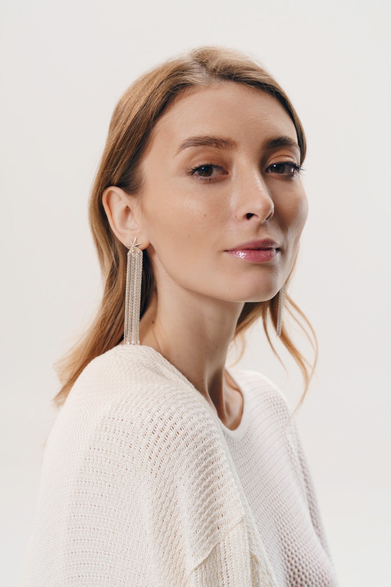 Earrings "Comet" ("tail" of a comet 80 mm)