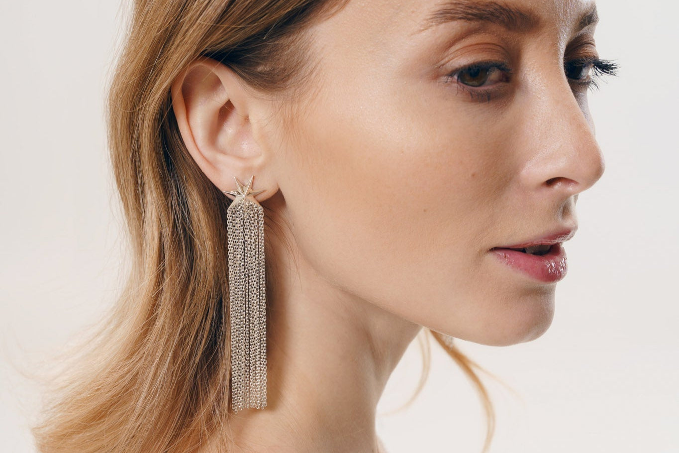 Earrings "Comet" ("tail" of a comet 80 mm)