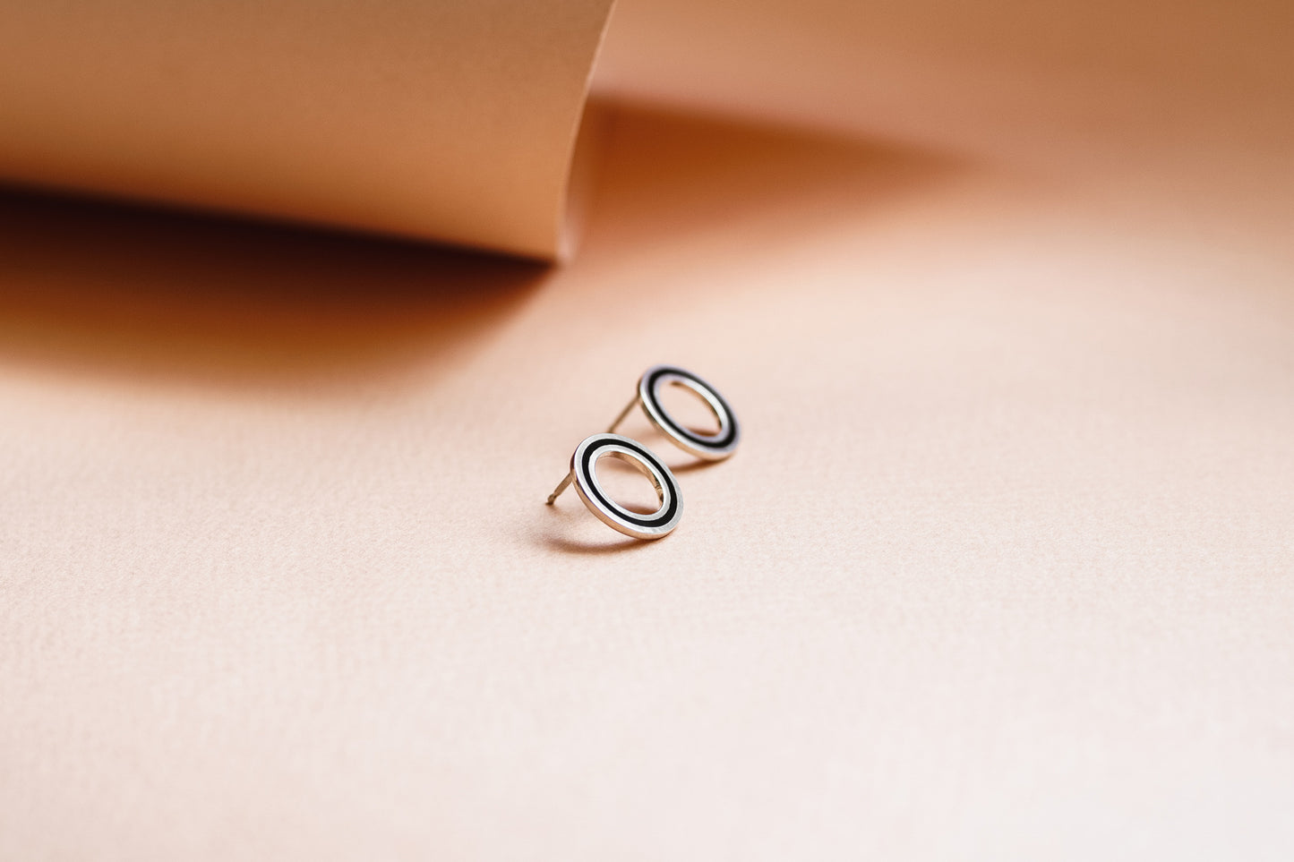 Earrings "Cyclicity" (17 mm) with black enamel
