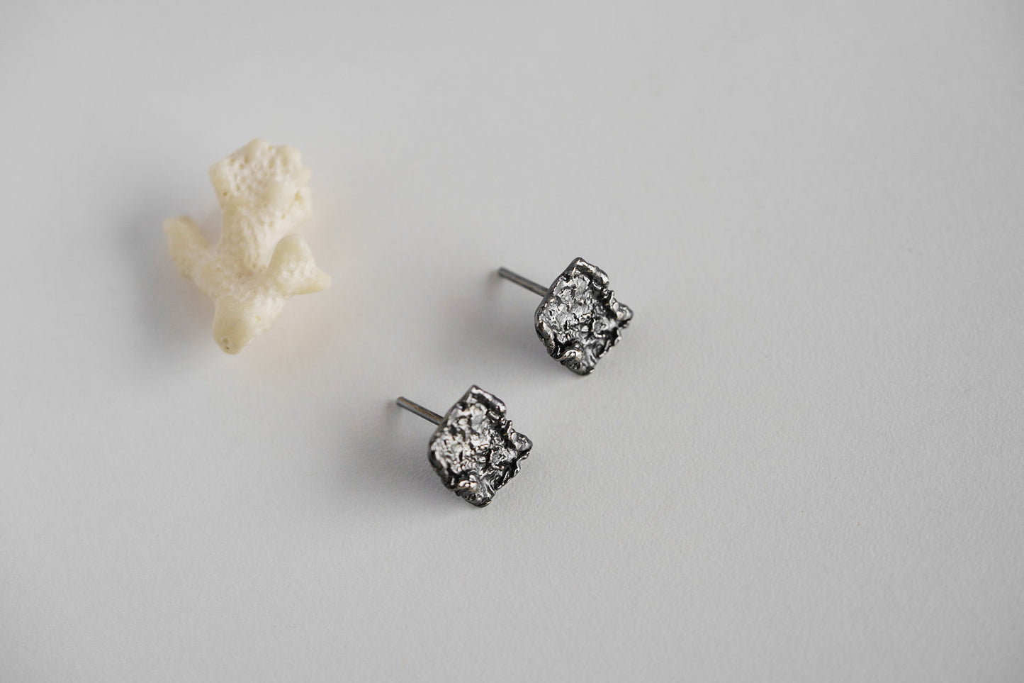Stud earrings "Sea foam" blackened