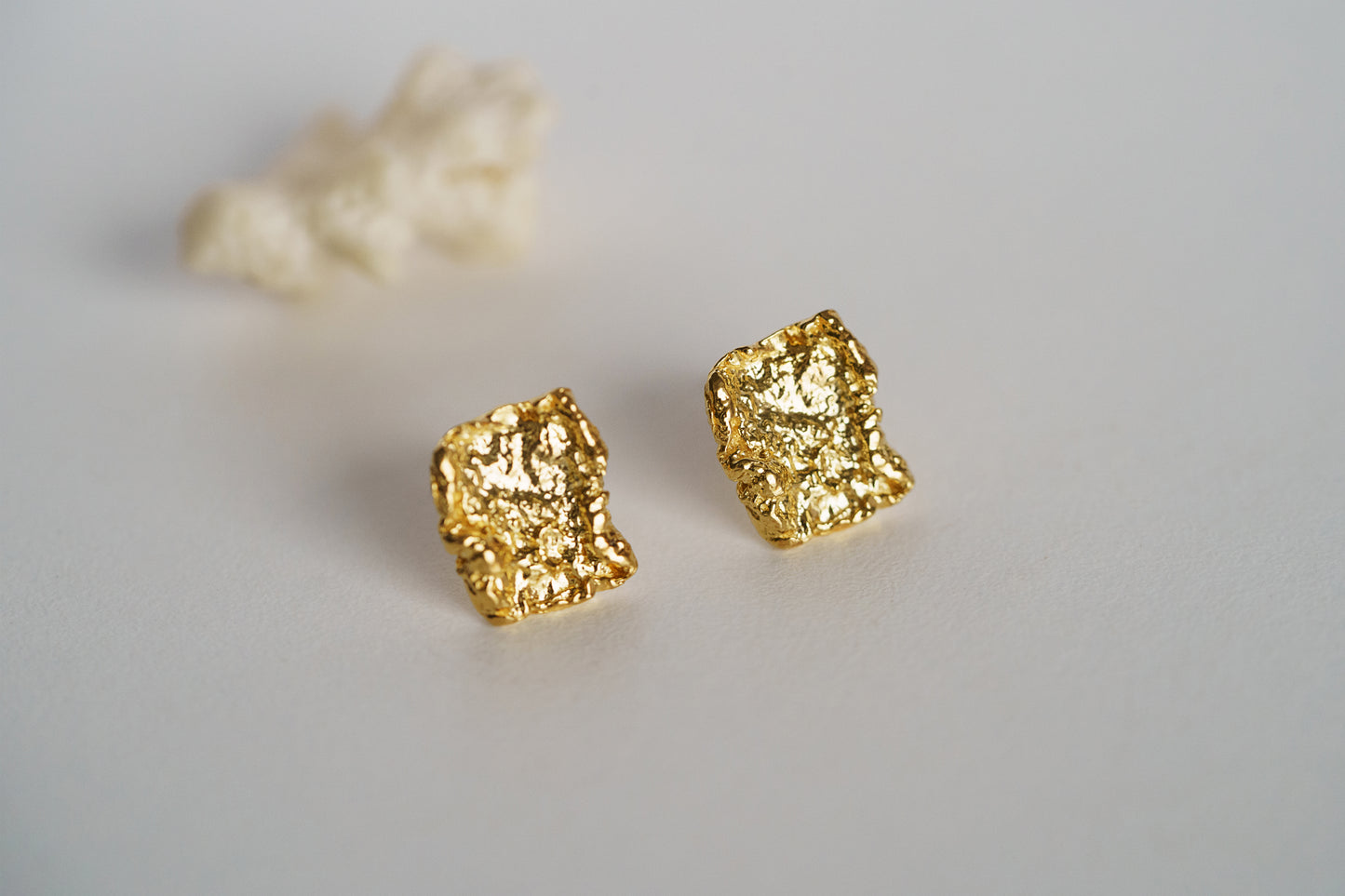 Stud earrings "Sea foam" with gilding