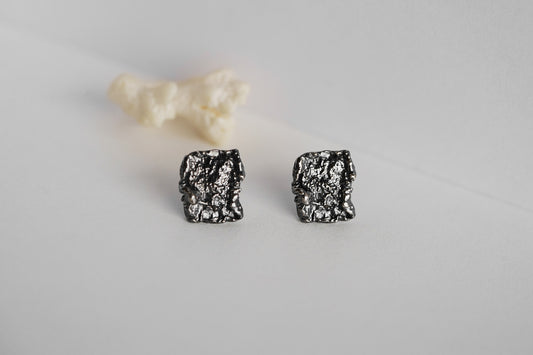 Stud earrings "Sea foam" blackened