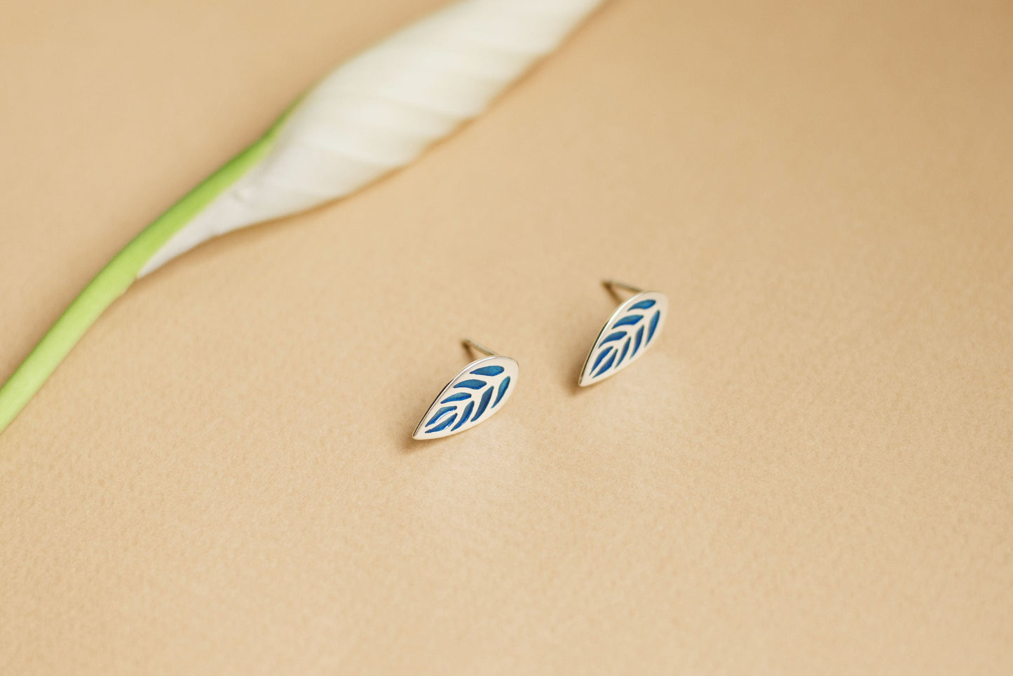 Earrings "Indian Leaves" with enamel
