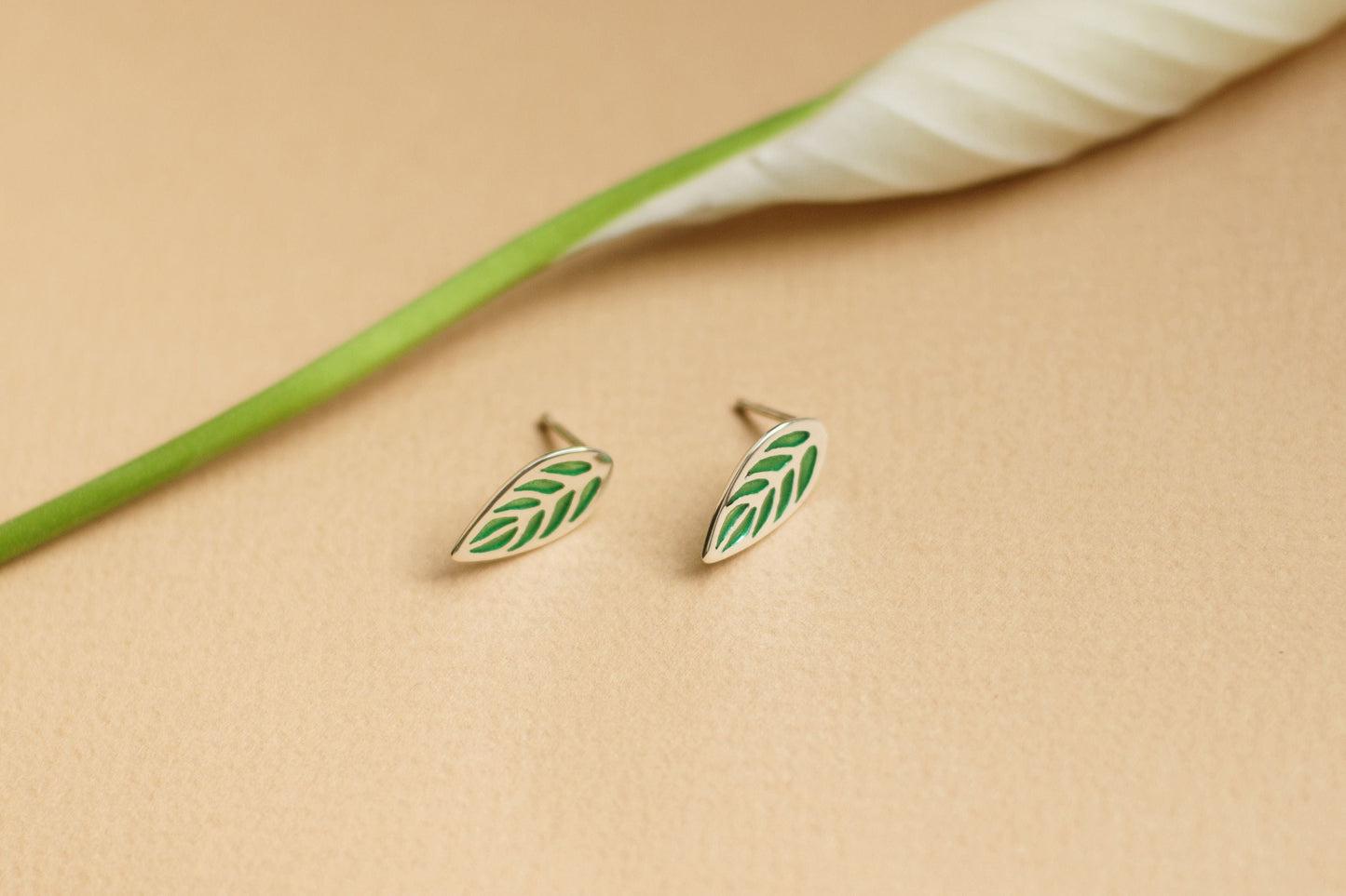 Earrings "Indian Leaves" with enamel (different colors to choose from)