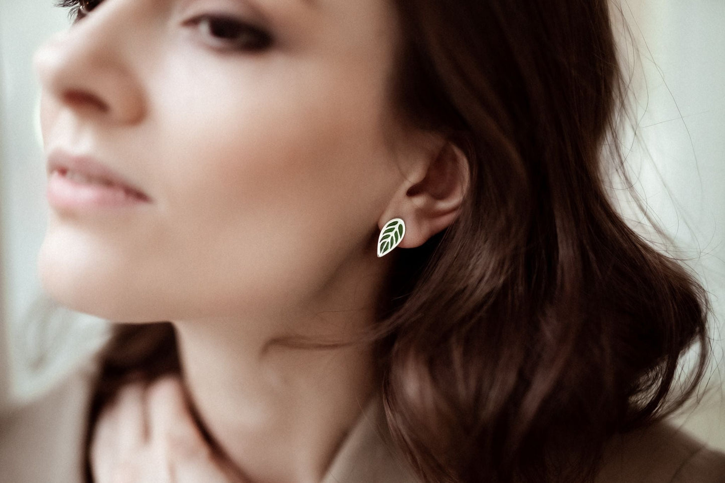 Earrings "Indian Leaves" with enamel (different colors to choose from)
