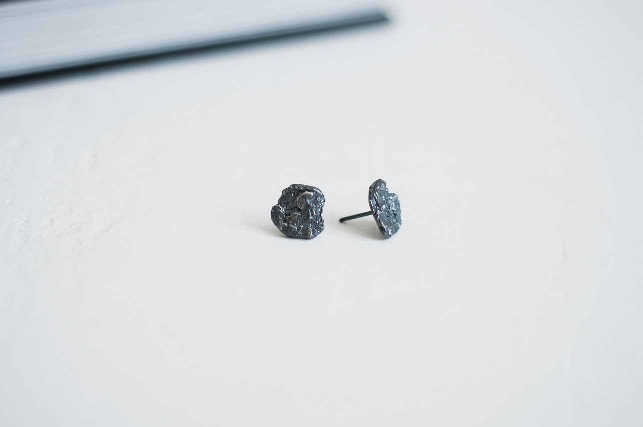 Earrings "Oak bark" blackened