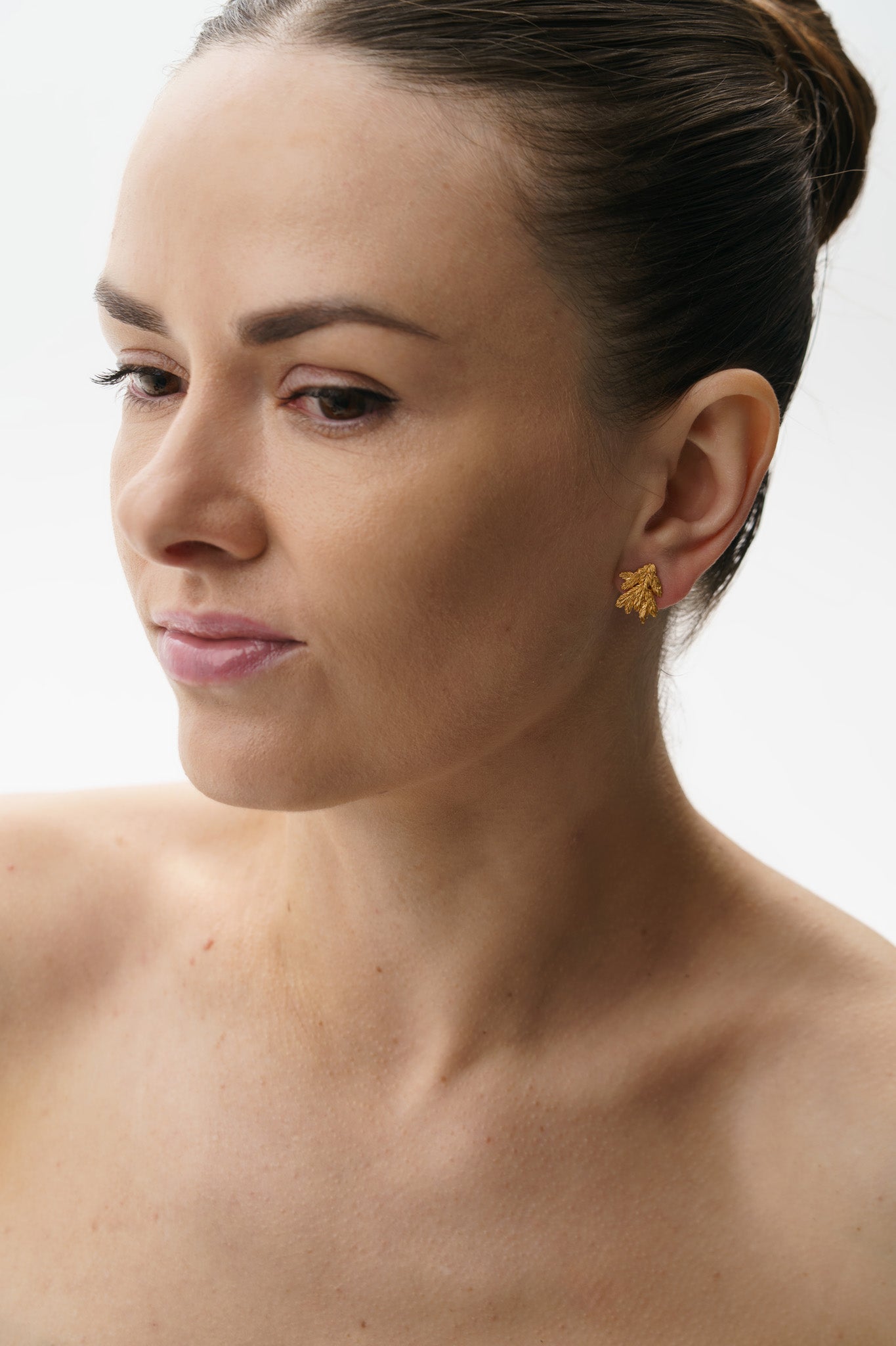 Earrings “Spruce Branch” with gilding