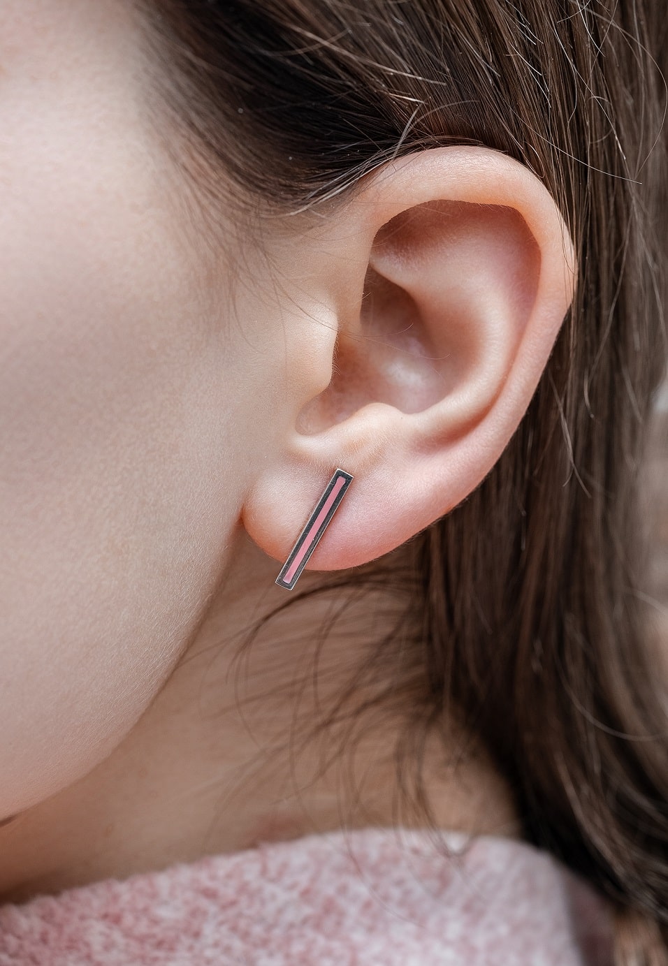 Stud earrings "Stripe" (16 mm) with enamel