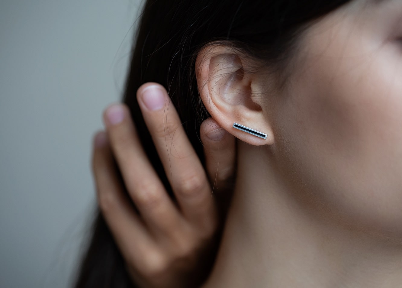 Stud earrings "Stripe" (16 mm) with enamel