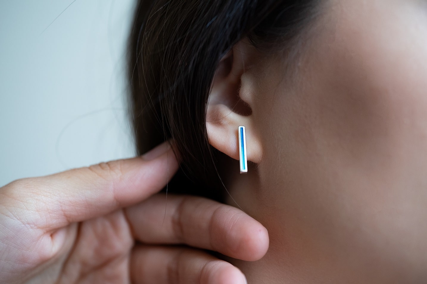 Stud earrings "Stripe" (16 mm) with enamel (different colors to choose from)