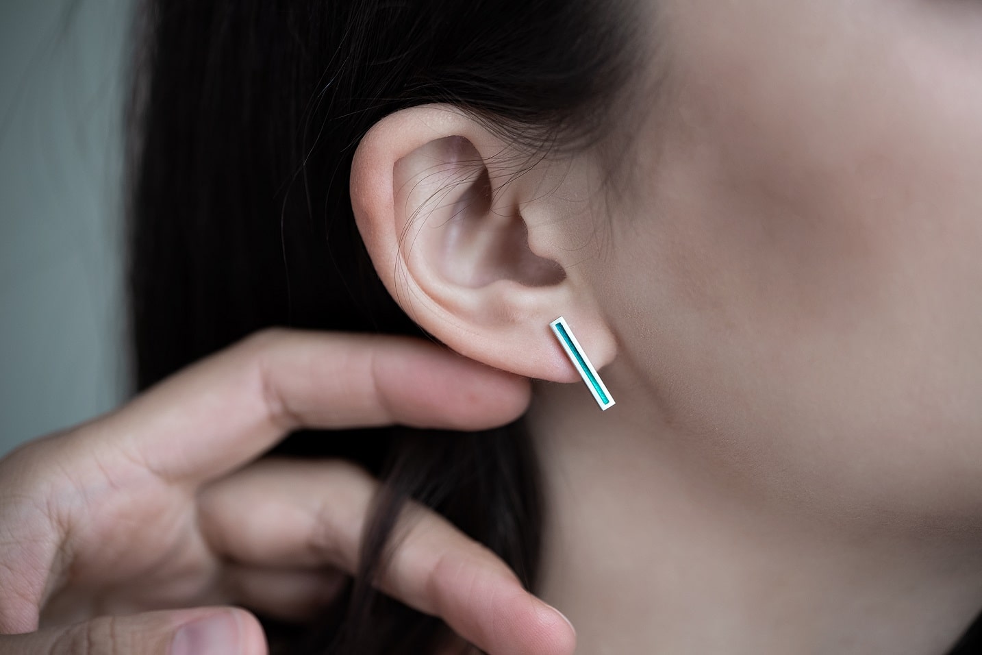 Stud earrings "Stripe" (16 mm) with enamel