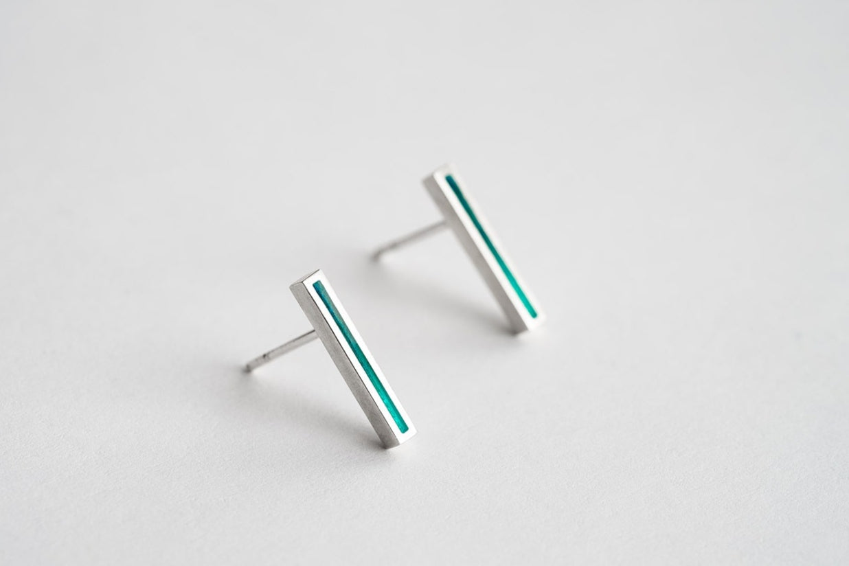 Stud earrings "Stripe" (16 mm) with enamel