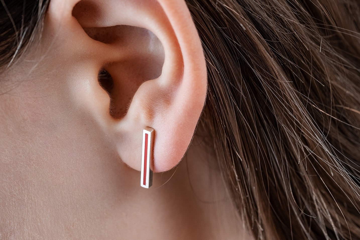 Stud earrings "Stripe" (16 mm) with enamel