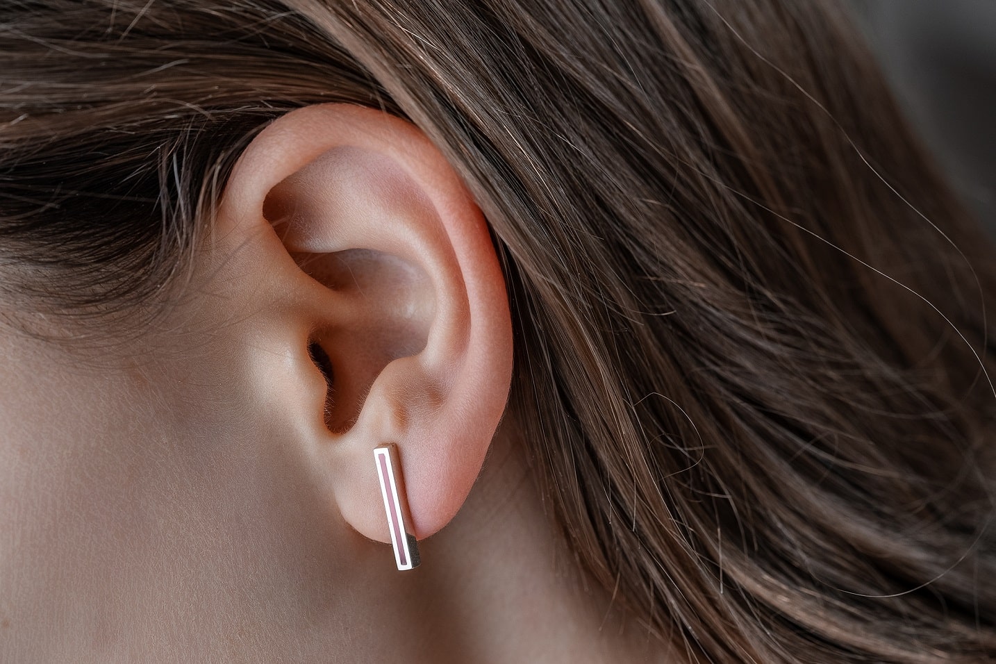 Stud earrings "Stripe" (16 mm) with enamel